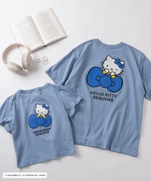 【72】【Sanrio/サンリオ】Y2Kスタイル/ハローキティ サガラハート刺繍 ラインストーン バックデザイン クルーネックTシャツ/ピチT/チビT/ユニセックス