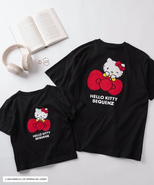 sanrio(サンリオ)の「【72】【Sanrio/サンリオ】Y2Kスタイル/ハローキティ サガラハート刺繍 ラインストーン バックデザイン クルーネックTシャツ/ピチT/チビT/ユニセックス(Tシャツ/カットソー・レディース・ブルー/ブラック/ピンク/ホワイト/ホワイト系その他/ブラック系その他・L/M/S)」の3枚目の写真