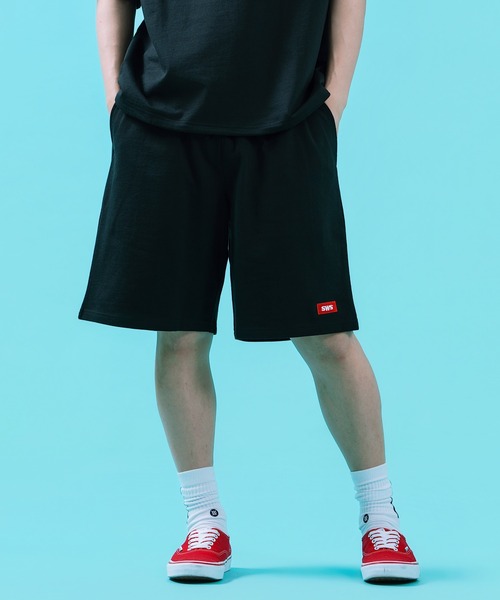 SIDEWAY STANCE(サイドウェイスタンス)の「【SIDEWAY STANCE】 ボックスロゴ 刺しゅう 裏毛 ライトスウェット ショートパンツ(スウェットパンツ・メンズ・ネイビー/杢グレー/ブラック・SMALL/X-LARGE/LARGE/MEDIUM)」の4枚目の写真