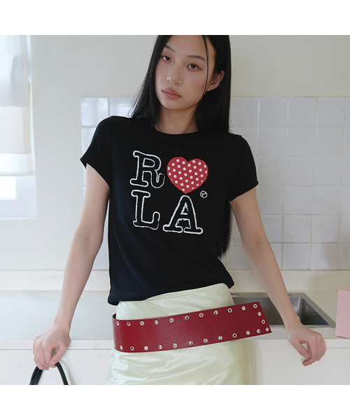 ROLAROLA(ロラロラ)の「I LOVE ROLA T-SHIRT BLACK(Tシャツ/カットソー・レディース・ブラック・SMALL/MEDIUM)」の1枚目の写真