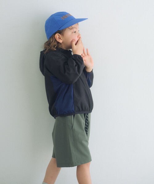green label relaxing(グリーンレーベルリラクシング)の「フード ジップ ブルゾン / キッズ 100cm-160cm 遮熱(ナイロンジャケット・キッズ・ブラック/ライム・160cm/100cm/150cm/140cm/130cm/110cm/120cm)」の1枚目の写真