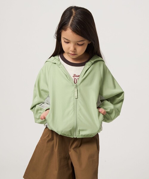 green label relaxing(グリーンレーベルリラクシング)の「フード ジップ ブルゾン / キッズ 100cm-160cm 遮熱(ナイロンジャケット・キッズ・ブラック/ライム・160cm/100cm/150cm/140cm/130cm/110cm/120cm)」の7枚目の写真