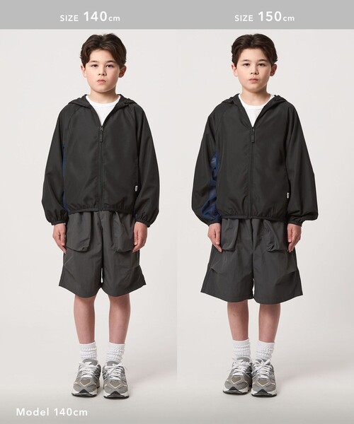 green label relaxing(グリーンレーベルリラクシング)の「フード ジップ ブルゾン / キッズ 100cm-160cm 遮熱(ナイロンジャケット・キッズ・ブラック/ライム・160cm/100cm/150cm/140cm/130cm/110cm/120cm)」の14枚目の写真