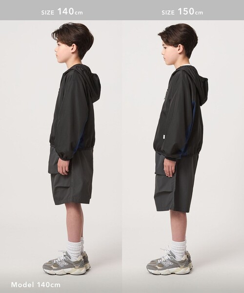 green label relaxing(グリーンレーベルリラクシング)の「フード ジップ ブルゾン / キッズ 100cm-160cm 遮熱(ナイロンジャケット・キッズ・ブラック/ライム・160cm/100cm/150cm/140cm/130cm/110cm/120cm)」の15枚目の写真