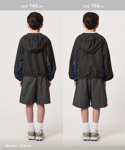 green label relaxing(グリーンレーベルリラクシング)の「フード ジップ ブルゾン / キッズ 100cm-160cm 遮熱(ナイロンジャケット・キッズ・ブラック/ライム・160cm/100cm/150cm/140cm/130cm/110cm/120cm)」の16枚目の写真