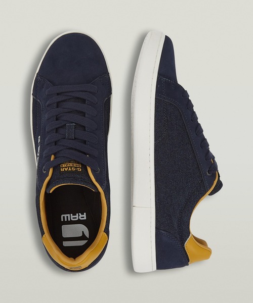 G-STAR(ジースター)の「Cadet IV Sneakers/デニムレザー異素材ミックスロゴスニーカー(スニーカー・メンズ・ダークインディゴブルー・43/42/41)」の1枚目の写真
