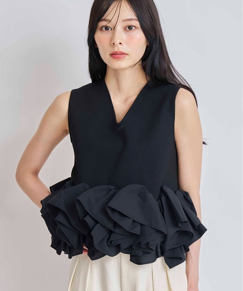 NOELA(ノエラ)の「2WAYノースリペプラムカットソー(Tシャツ/カットソー・レディース・ブラック/オフホワイト/その他1・フリー)」の6枚目の写真