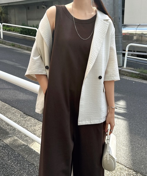 andme(アンドミー)の「ノースリーブスウェットサロペット(サロペット/オーバーオール・レディース・ブラウン/オートミール/ブラック・M/L)」の13枚目の写真