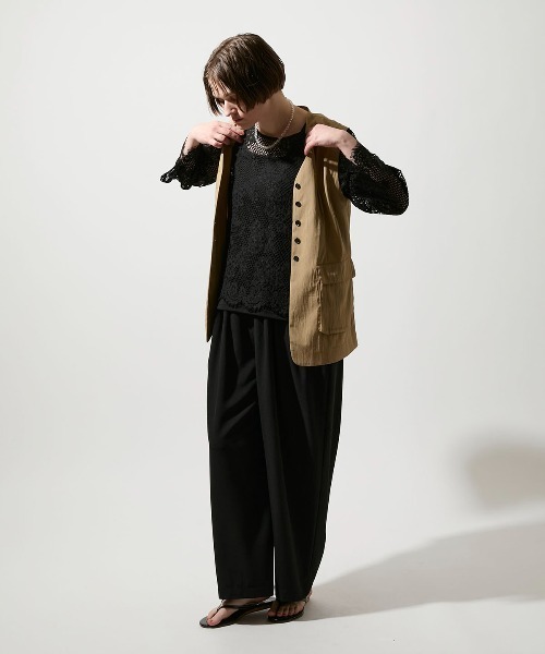 leswel(レスウェル)の「【M/L】【接触冷感】リネンライクノーカラージレ(ベスト・レディース・ブラウン/ブラック・M/L)」の13枚目の写真