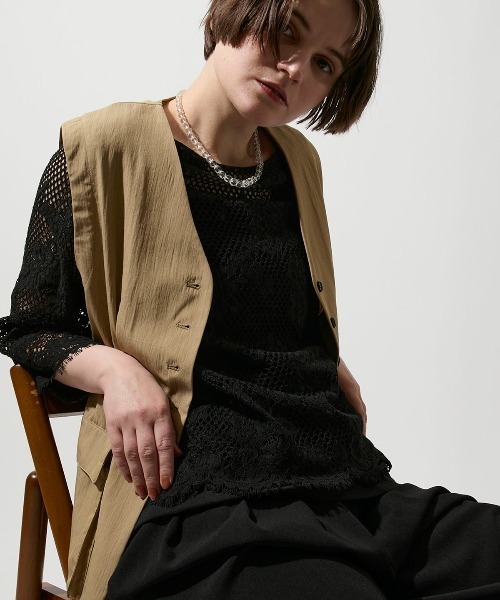 leswel(レスウェル)の「【M/L】【接触冷感】リネンライクノーカラージレ(ベスト・レディース・ブラウン/ブラック・M/L)」の14枚目の写真