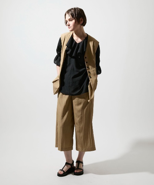 leswel(レスウェル)の「【M/L】【接触冷感】リネンライクノーカラージレ(ベスト・レディース・ブラウン/ブラック・M/L)」の17枚目の写真