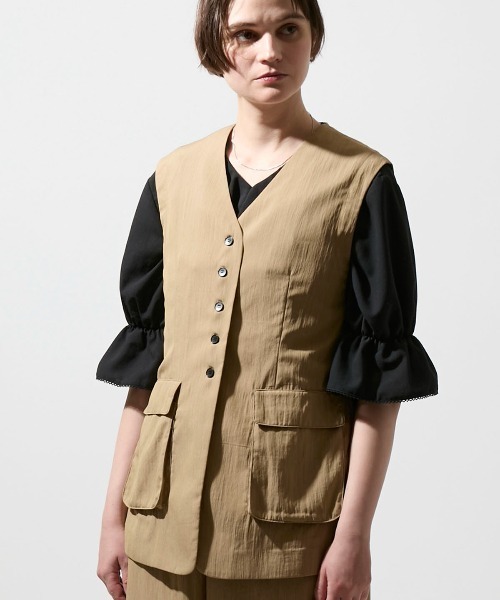 leswel(レスウェル)の「【M/L】【接触冷感】リネンライクノーカラージレ(ベスト・レディース・ブラウン/ブラック・M/L)」の19枚目の写真
