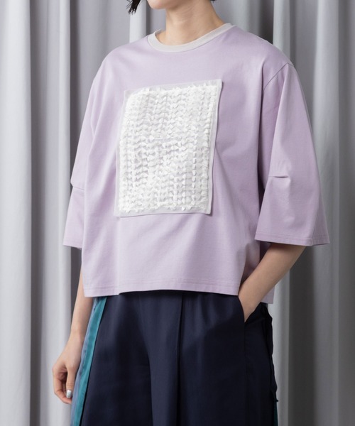 MARECHAL TERRE(マルシャルテル)の「リボンジャガードトップス(Tシャツ/カットソー・レディース・グレー系その他/ブラック/アイボリー/ピンク・MEDIUM)」の12枚目の写真