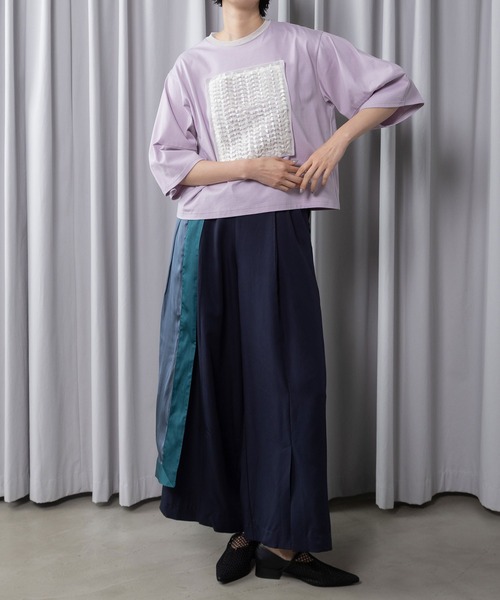 MARECHAL TERRE(マルシャルテル)の「リボンジャガードトップス(Tシャツ/カットソー・レディース・グレー系その他/ブラック/アイボリー/ピンク・MEDIUM)」の16枚目の写真