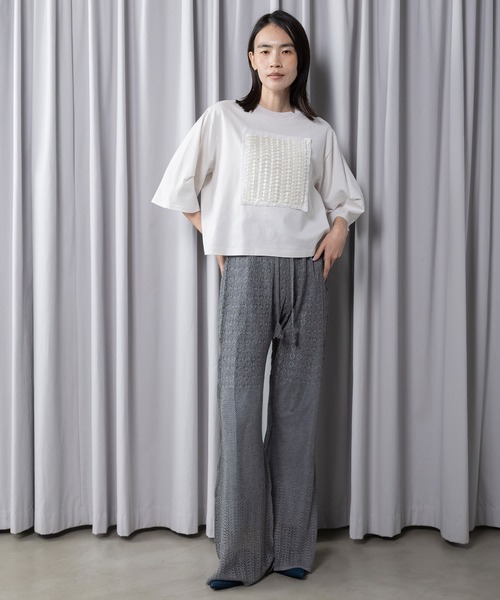 MARECHAL TERRE(マルシャルテル)の「リボンジャガードトップス(Tシャツ/カットソー・レディース・グレー系その他/ブラック/アイボリー/ピンク・MEDIUM)」の11枚目の写真