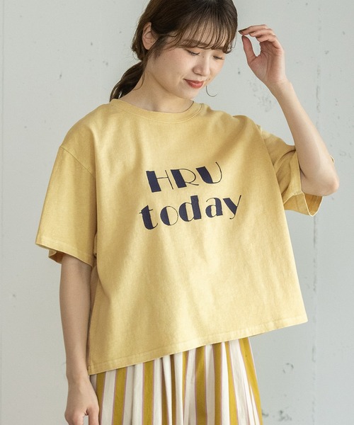 POU DOU DOU（プードゥドゥ）の「HRUクラッキングプリントTee（Tシャツ/カットソー・レディース・ダークグレー/ブルー/ライトイエロー・3）」の3枚目の写真