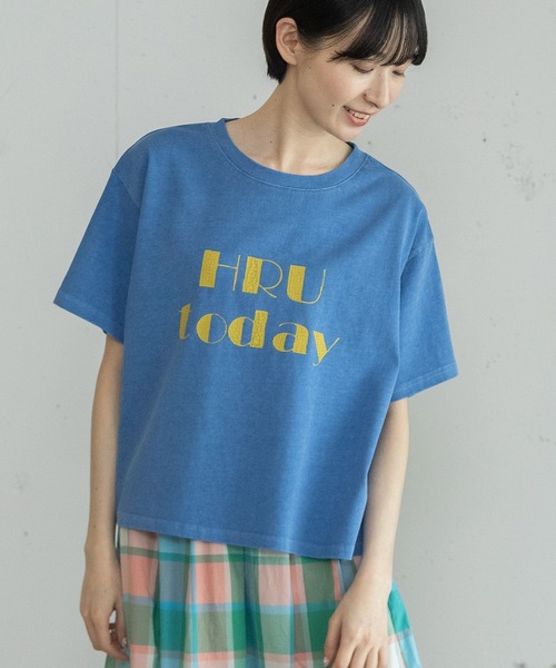 POU DOU DOU（プードゥドゥ）の「HRUクラッキングプリントTee（Tシャツ/カットソー・レディース・ダークグレー/ブルー/ライトイエロー・3）」の8枚目の写真