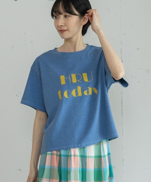 POU DOU DOU（プードゥドゥ）の「HRUクラッキングプリントTee（Tシャツ/カットソー・レディース・ダークグレー/ブルー/ライトイエロー・3）」の9枚目の写真