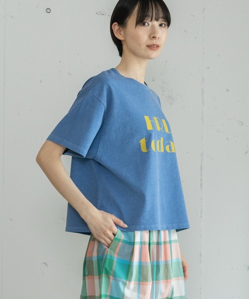 POU DOU DOU（プードゥドゥ）の「HRUクラッキングプリントTee（Tシャツ/カットソー・レディース・ダークグレー/ブルー/ライトイエロー・3）」の11枚目の写真