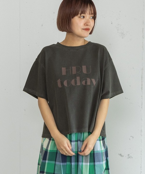 POU DOU DOU（プードゥドゥ）の「HRUクラッキングプリントTee（Tシャツ/カットソー・レディース・ダークグレー/ブルー/ライトイエロー・3）」の13枚目の写真