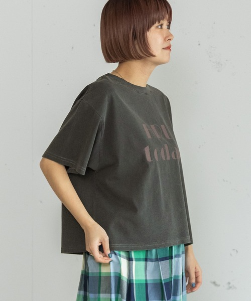 POU DOU DOU（プードゥドゥ）の「HRUクラッキングプリントTee（Tシャツ/カットソー・レディース・ダークグレー/ブルー/ライトイエロー・3）」の14枚目の写真