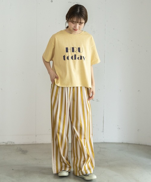 POU DOU DOU（プードゥドゥ）の「HRUクラッキングプリントTee（Tシャツ/カットソー・レディース・ダークグレー/ブルー/ライトイエロー・3）」の18枚目の写真
