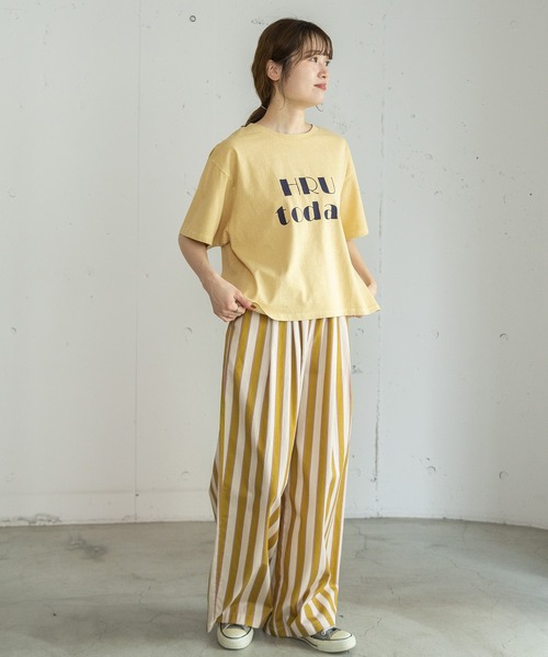 POU DOU DOU（プードゥドゥ）の「HRUクラッキングプリントTee（Tシャツ/カットソー・レディース・ダークグレー/ブルー/ライトイエロー・3）」の19枚目の写真