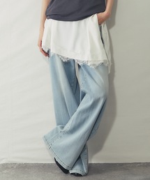 レイヤード用サテンレースアシメスカート