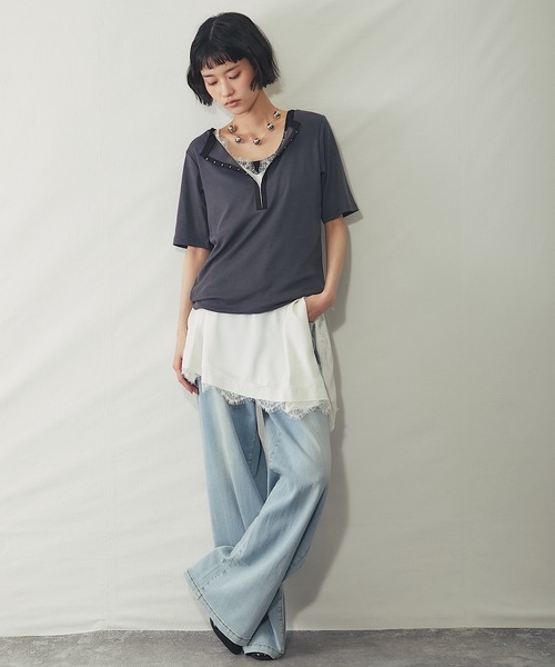 ANOTHER S(アナザーエス)の「レイヤード用サテンレースアシメスカート(その他パンツ・レディース・ブラウン/ブラック/アイボリー・M)」の8枚目の写真