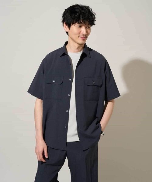 a.v.v（アーヴェヴェ）の「〈接触冷感 / 吸水速乾〉リライトＷポケットシャツ【UVカット / ストレッチ / イージーケア / 洗濯機で洗える】（シャツ/ブラウス・メンズ・ブルー/チャコールグレー・46/48/50）」の12枚目の写真