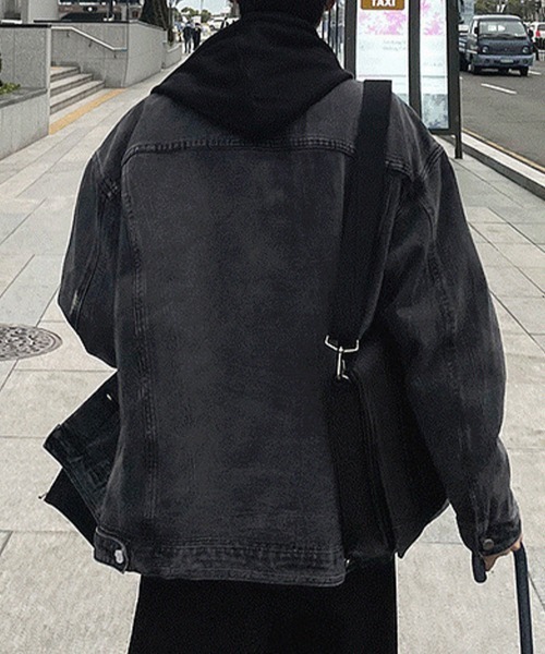 Miniministore(ミニミニストア)の「オーバーサイズ デニムジャケット メンズ(デニムジャケット・メンズ・インディゴブルー/サックスブルー/ブラック/チャコールグレー・FREE)」の18枚目の写真