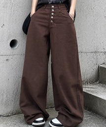 #MEMORY（メモリー）の「【MEMORY】サークルロゴ刺繍 ボタンフライ ワイドパンツ / Wide-leg pants with embroidered club logo and button fly（デニムパンツ）」