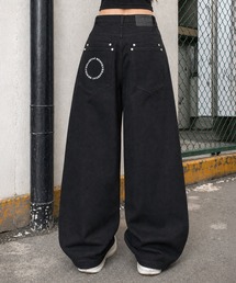 #MEMORY（メモリー）の「【MEMORY】サークルロゴ刺繍 ボタンフライ ワイドパンツ / Wide-leg pants with embroidered club logo and button fly（デニムパンツ）」