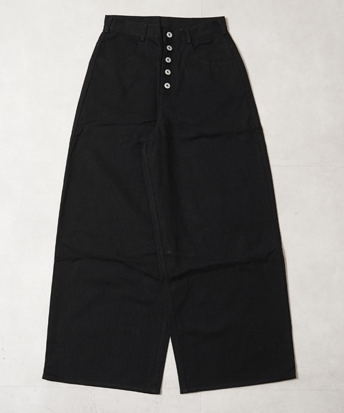 #MEMORY(メモリー)の「【MEMORY】サークルロゴ刺繍 ボタンフライ ワイドパンツ / Wide-leg pants with embroidered club logo and button fly(デニムパンツ・メンズ・ブラウン/ブラック・L/M/S)」の4枚目の写真