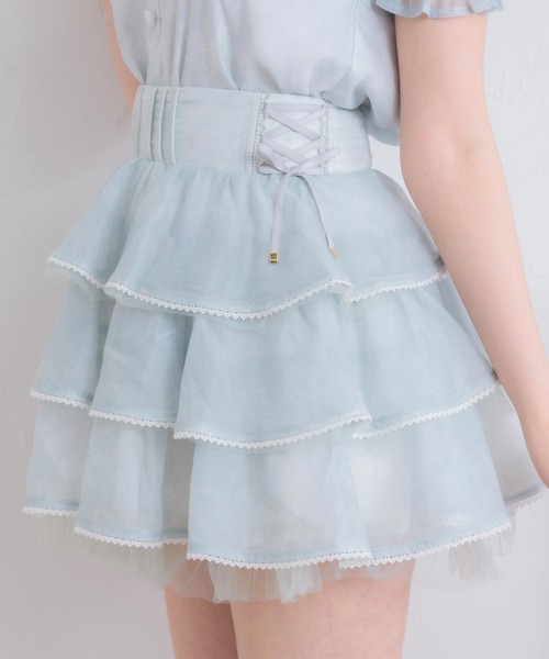 ROJITA（ロジータ）の「【セットアップ対応】トリミングレースティアードスカート（スカート・レディース・ミント/ピンク/アイボリー/ブラック/ブルー・FREE）」の4枚目の写真