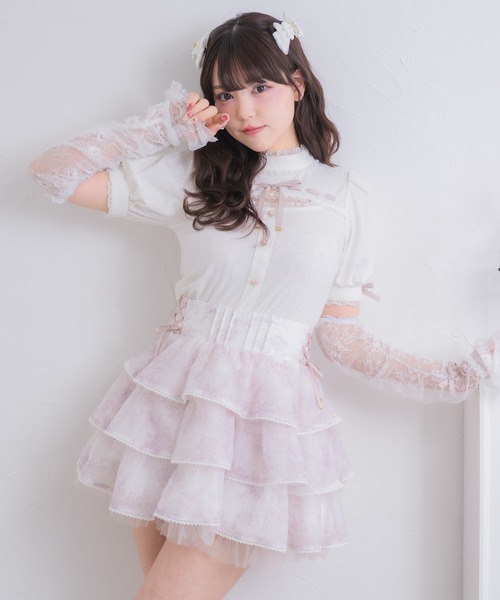 ROJITA（ロジータ）の「【セットアップ対応】トリミングレースティアードスカート（スカート・レディース・ミント/ピンク/アイボリー/ブラック/ブルー・FREE）」の16枚目の写真