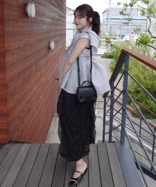 ZOZOMARKET by ねっしー.(ゾゾマーケットバイネッシー)の「【インフルエンサー ねっしー.セレクト】リボンドロストチュールバルーンスカート(スカート・レディース・グレー/ブラック・1/2)」の16枚目の写真