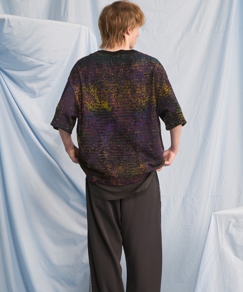 MAISON SPECIAL(メゾンスペシャル)の「《UNISEX》Dry KASURI Abstract Pattern Prime-Over Knit T-shirt/ドライカスリアブストラクトパターンプライムイムオーバーニットTシャツ【MAISON SPECIAL/メゾンスペシャル】(Tシャツ/カットソー・メンズ・ライトブルー/パープル・2/1/0)」の11枚目の写真