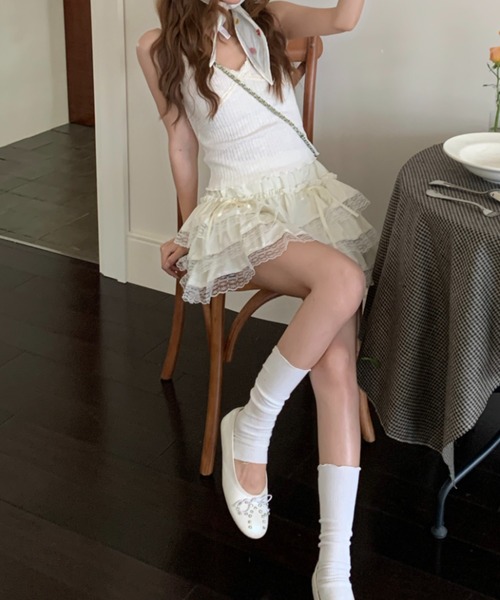 Achic（アシック）の「リボン付けレースショットスカート（スカート・レディース・ホワイト/ブラック/アイボリー・M）」の14枚目の写真