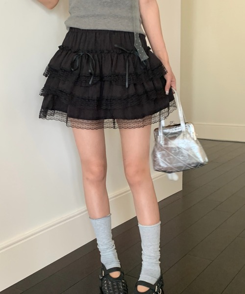 Achic（アシック）の「リボン付けレースショットスカート（スカート・レディース・ホワイト/ブラック/アイボリー・M）」の21枚目の写真