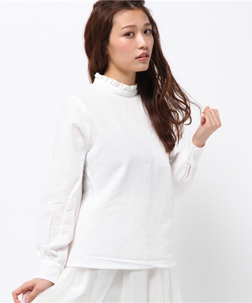 Kastane（カスタネ）の「ハイネックBL（シャツ/ブラウス・レディース・オフホワイト/ベージュ/ネイビー・FREE）」の14枚目の写真