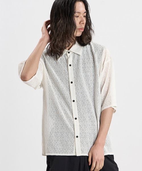 NO ID.(ノーアイディ)の「mhs2649- ダイヤシアーBIG-SH シャツ(858006-489S)(シャツ/ブラウス・メンズ・ブラック/ホワイト・ONE SIZE)」の12枚目の写真