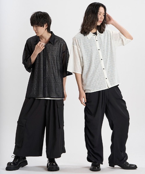 NO ID.(ノーアイディ)の「mhs2649- ダイヤシアーBIG-SH シャツ(858006-489S)(シャツ/ブラウス・メンズ・ブラック/ホワイト・ONE SIZE)」の20枚目の写真
