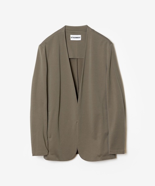 ATTACHMENT(アタッチメント)の「コットンダブルフェイス カラーレスカーディガン / COTTON DOUBLE FACE COLLARLESS CARDIGAN(カーディガン/ボレロ・メンズ・ネイビー/ダークグレー/ブラック/グレイッシュベージュ・3/2/1/4)」の3枚目の写真