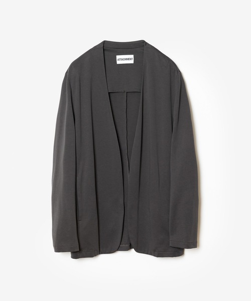 ATTACHMENT(アタッチメント)の「コットンダブルフェイス カラーレスカーディガン / COTTON DOUBLE FACE COLLARLESS CARDIGAN(カーディガン/ボレロ・メンズ・ネイビー/ダークグレー/ブラック/グレイッシュベージュ・3/2/1/4)」の2枚目の写真