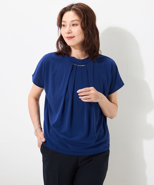 GALLORIA(ギャローリア)の「【吸汗速乾・接触冷感】パーツ付タックプルオーバー(Tシャツ/カットソー・レディース・ネイビー/ブルー/ライトグレー・LL/L/S/M)」の10枚目の写真