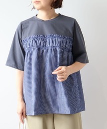 【L～6L 大きいサイズ】レイヤード風半そでカットソー