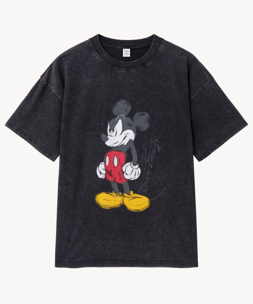 VTWO(ブイツー)の「ヴィンテージウォッシングファイター_ミッキー_ Tシャツ (ブラック)(Tシャツ/カットソー・レディース・その他・LARGE/MEDIUM)」の1枚目の写真