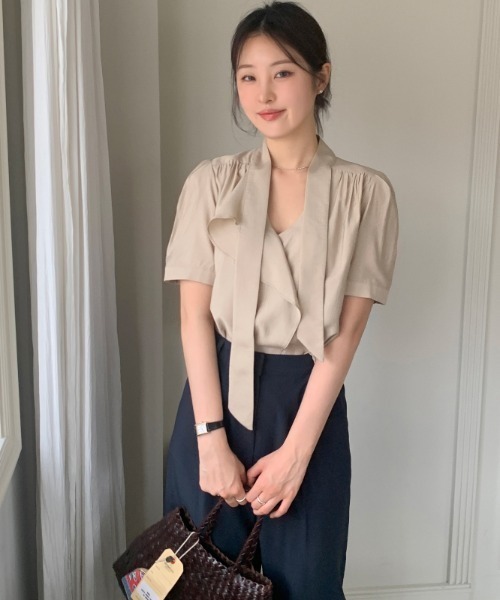 Aelina（エリナ）の「シフォンリボンブラウス（シャツ/ブラウス・レディース・ベージュ/ピンク・FREE）」の17枚目の写真