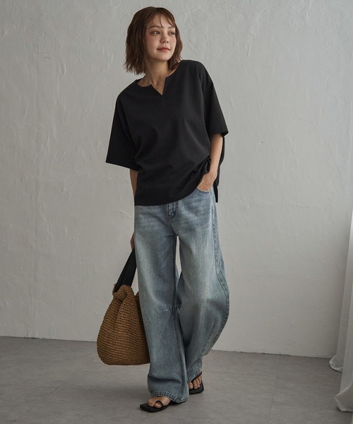 notch.(ノッチ)の「カットジョーゼットキーネックT(Tシャツ/カットソー・レディース・オフホワイト/ブラック・M)」の18枚目の写真